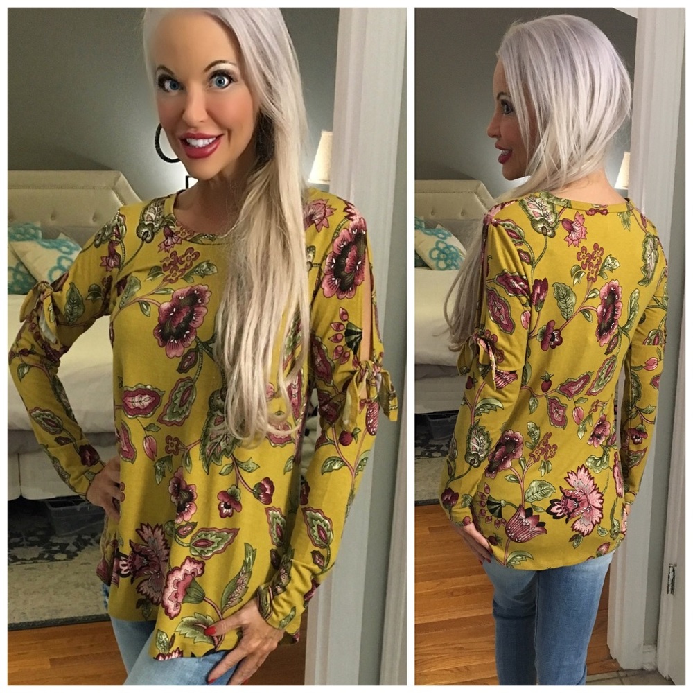 ❤️LAST 1! Mustard Exposed Shoulder Tunic! - Picture 2 of 2